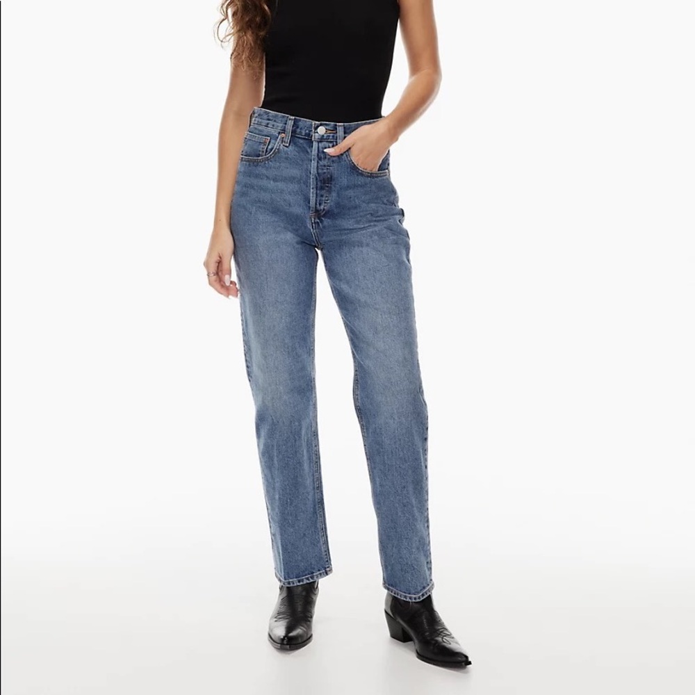 NWT Aritzia Denim Forum The Joni High Rise Loose 29L Size 27 3 Yrs Bleu N Stormy